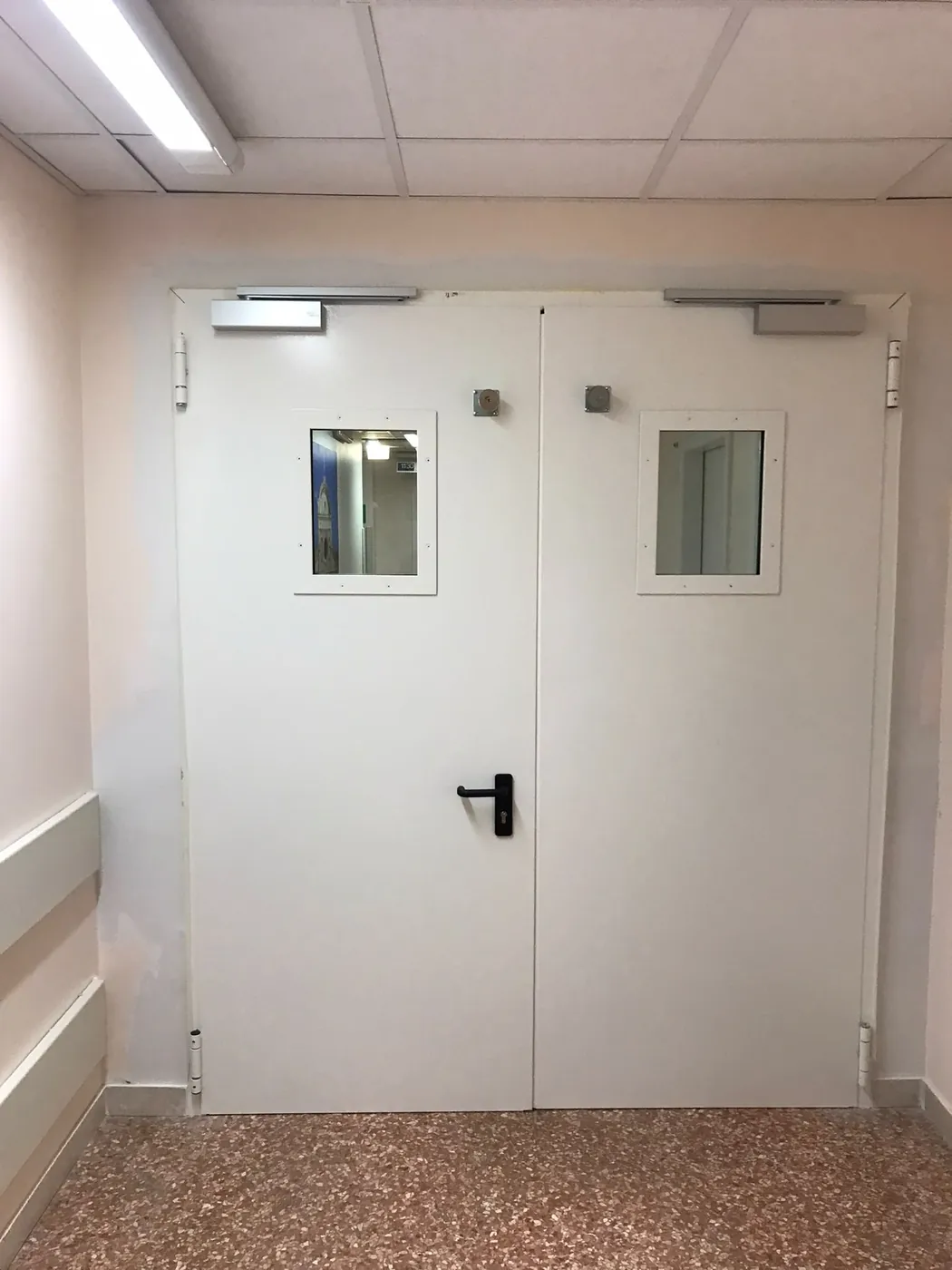 Porta a due ante con le finestrelle